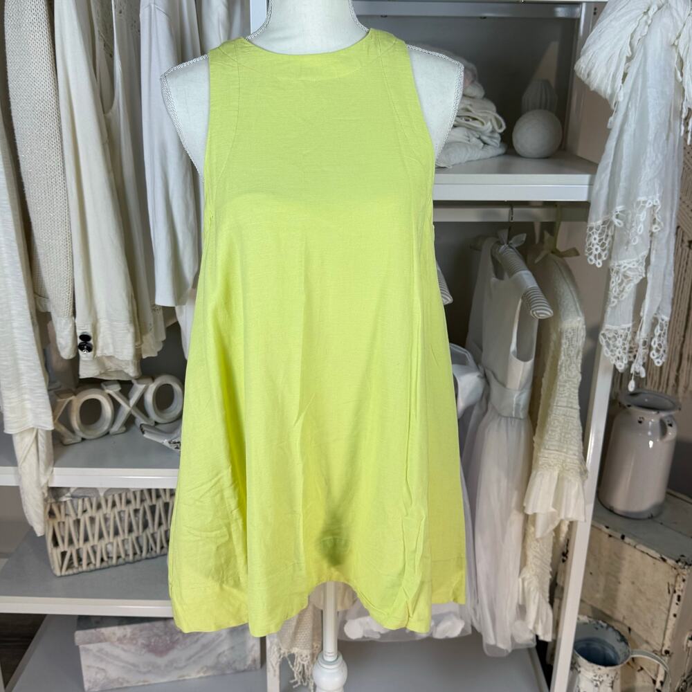 Sleeveless Neon Yellow Midi Dress - Brand:
